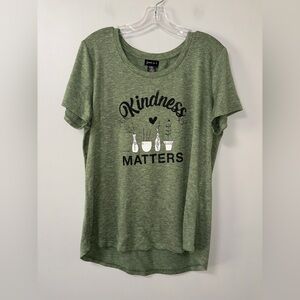 Joei & I Green Kindness Matters Plant Graphic Top Boho Earthy L